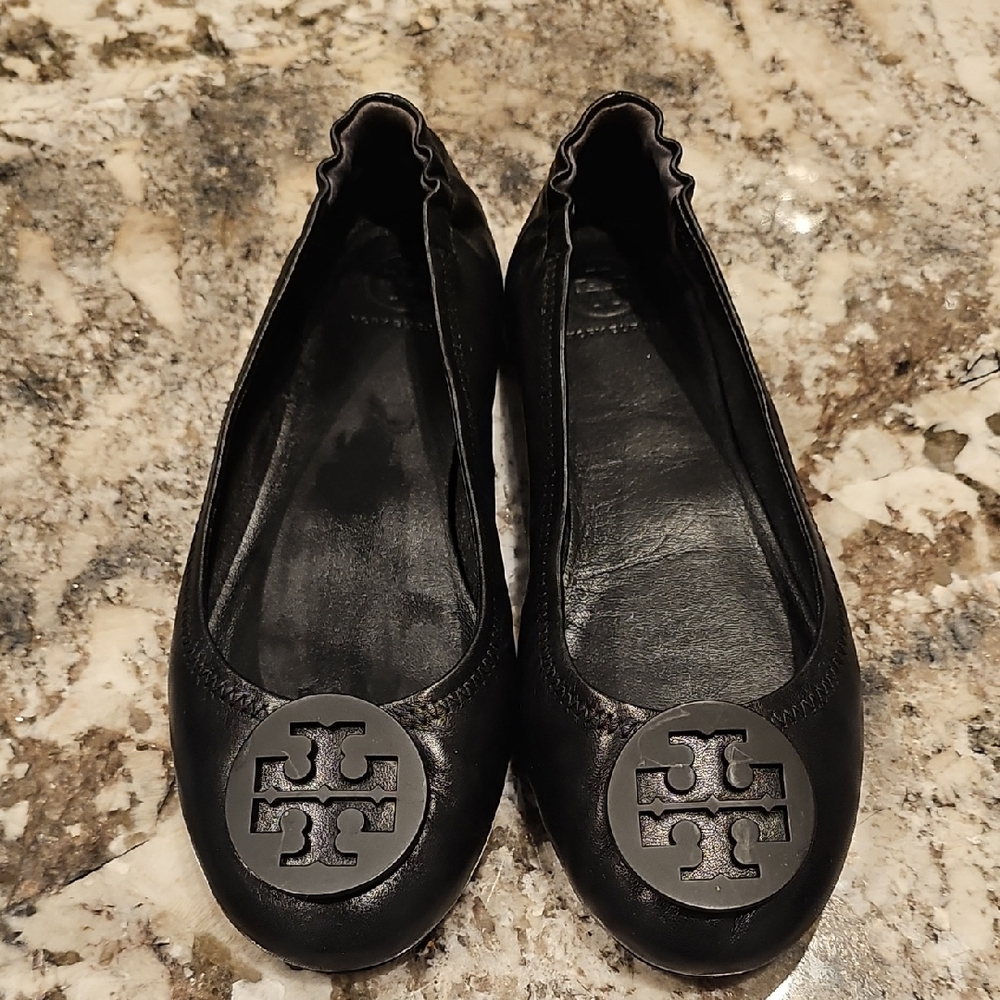 Tory Burch Black Logo Flats